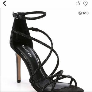 Gianni Bini Black Crystal-Strap Stiletto Sandals